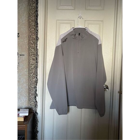 Rawlings Mens Colorblock Mock Neck Half Zip Windbreaker Jacket Gray Size 2XL - Picture 8 of 12